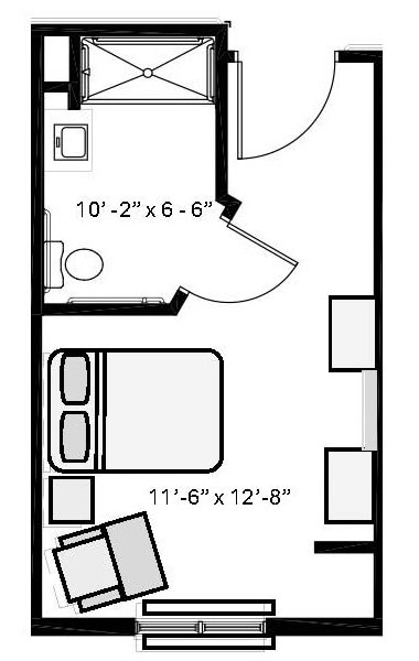 Floor plan of a senior living apartment at Bella Largo.