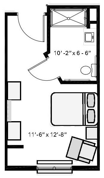 Floor plan of a senior living apartment at Bella Largo.